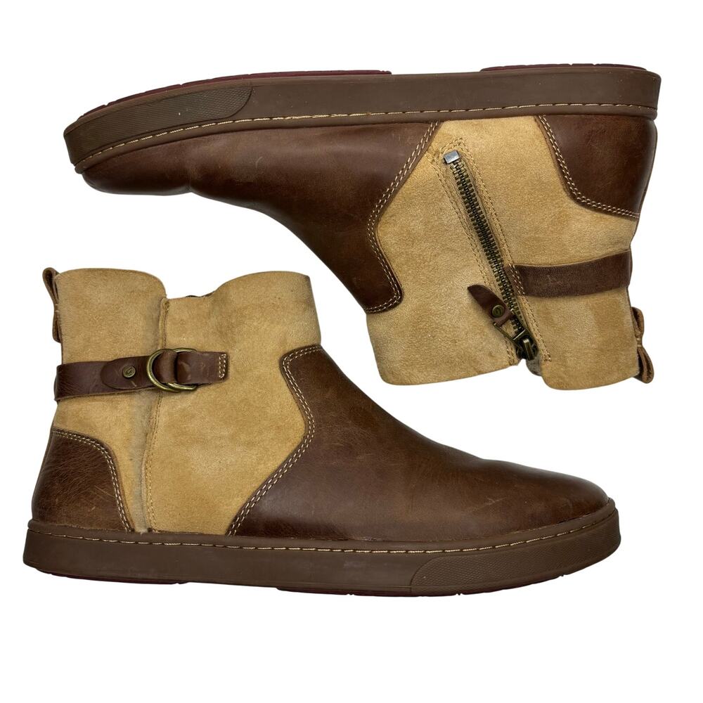 OluKai Pehuea Hulu Women’s Shearling Lined Leather Ankle Boots Brown Size 11 - Picture 13 of 13